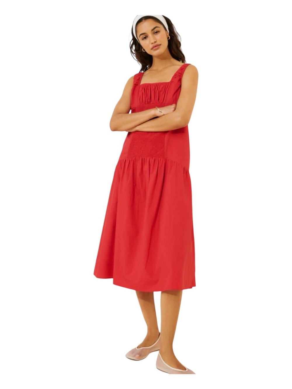 ANTHROPOLOGIE CELADINE Sleeveless Smocked Open-Back Midi Dress